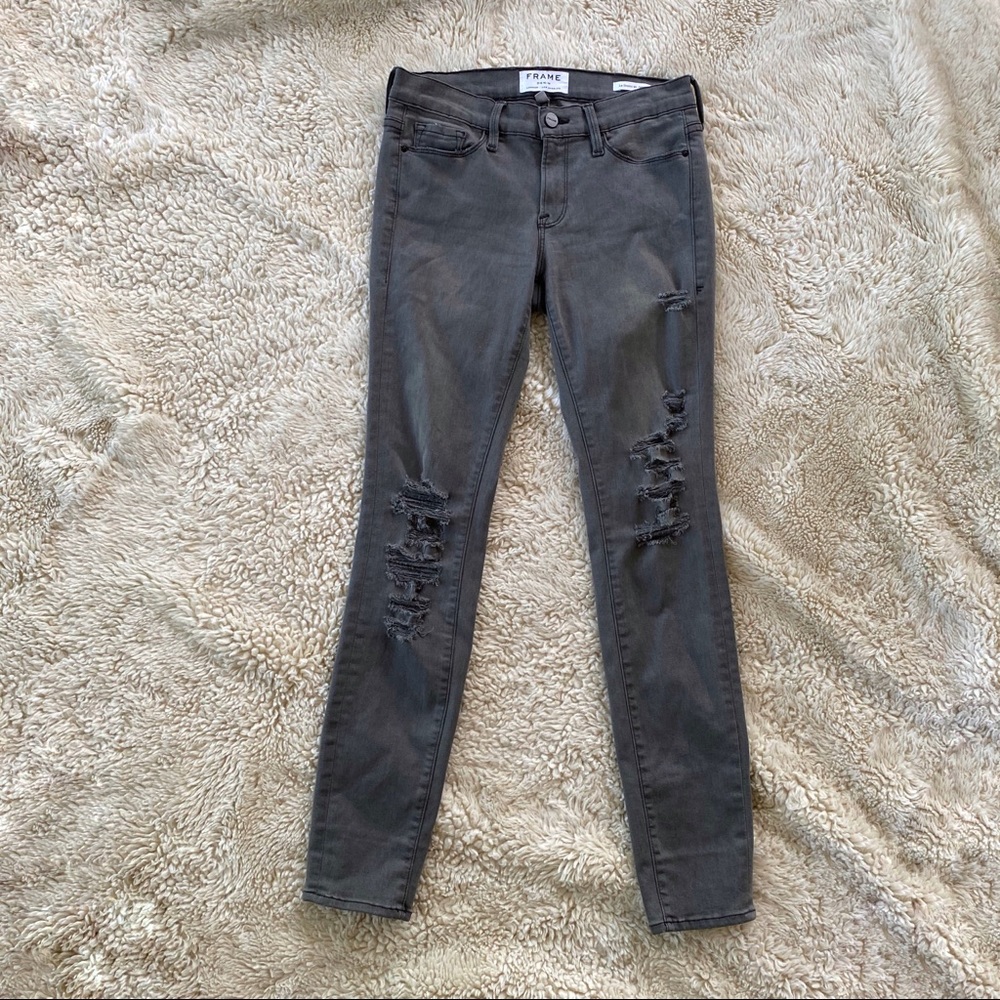 Frame Le Skinny de Jeanne Gray Distressed Size 27